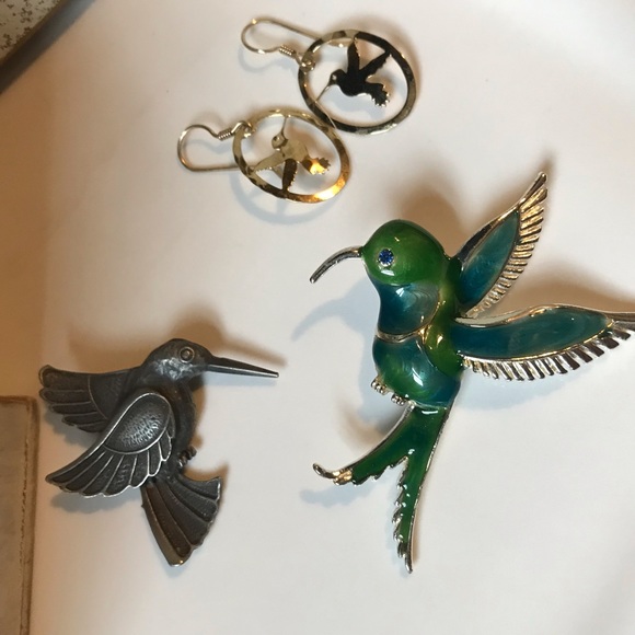 Wild Bryde Jewelry - Hummingbird Bundle Earrings and Brooch - Pins